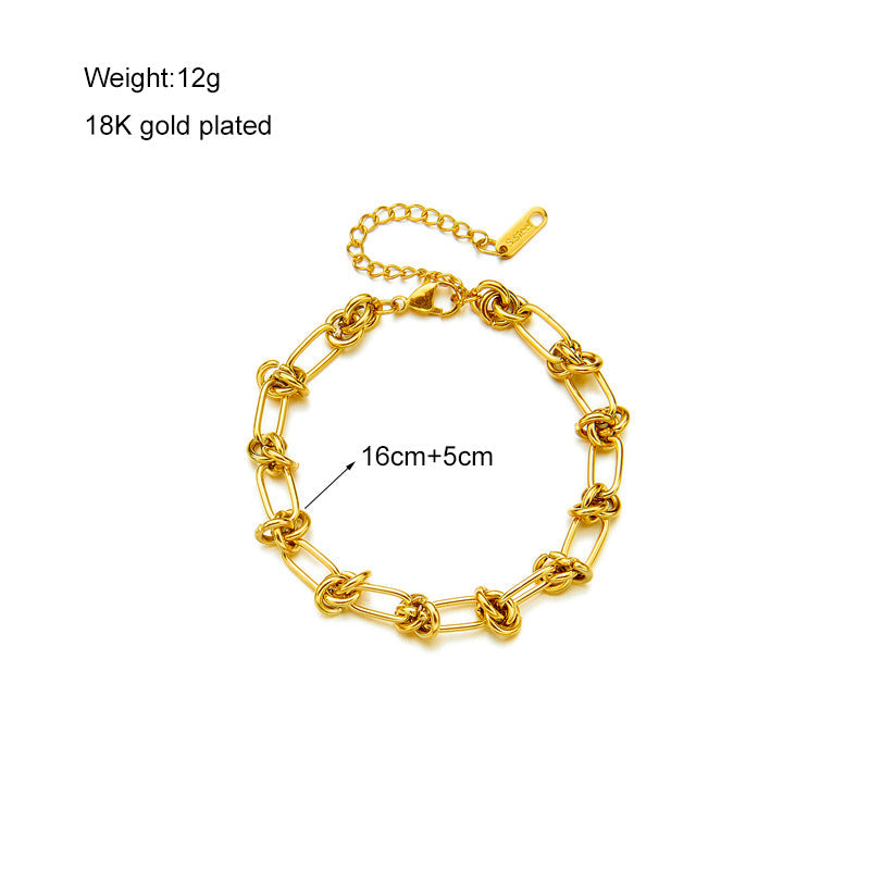Desi, Titanium Steel Electroplating Chain Bracelet in Silver