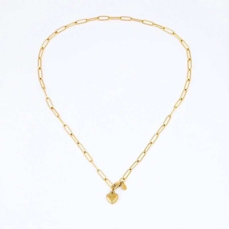 Heart Shape Stainless Steel Handmade Pendant Necklace Gold