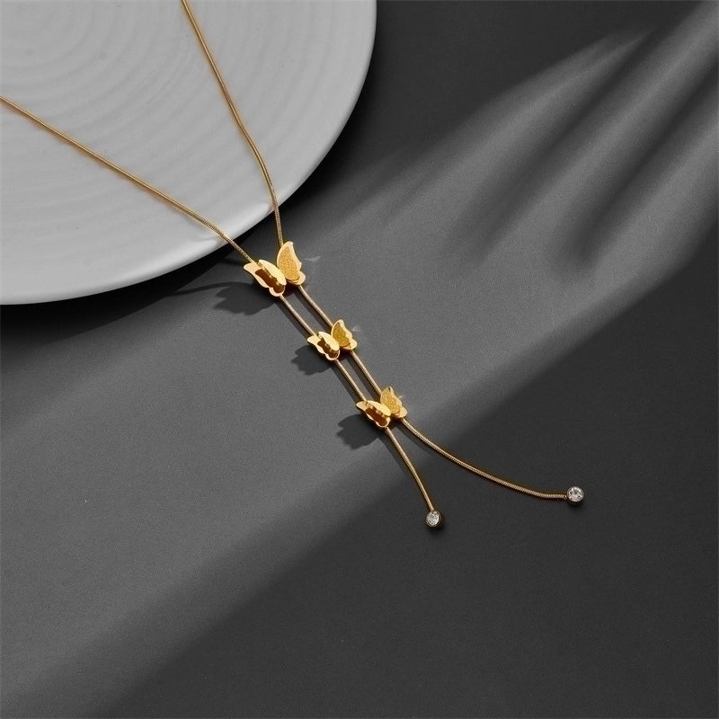 Butterfly Titanium Steel Plating Pendant Necklace