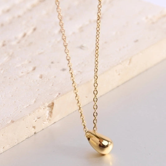 Water Droplets Titanium Steel Pendant Necklace GOLD