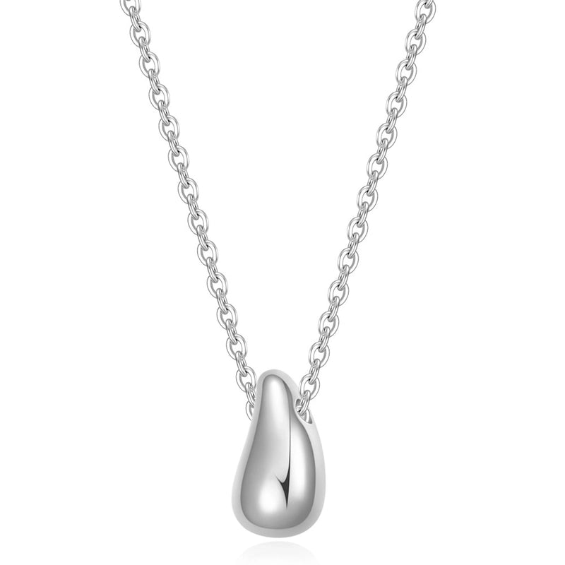 Water Droplets Titanium Steel Pendant Necklace Silver
