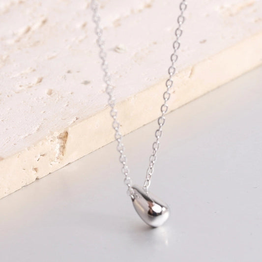 Water Droplets Titanium Steel Pendant Necklace Silver