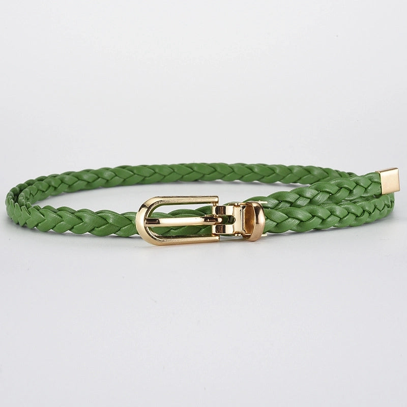 Roped Pu Leather Alloy Women's Fashion Belts GREEN