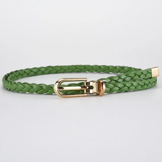 Roped Pu Leather Alloy Women's Fashion Belts GREEN
