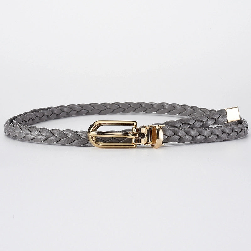 Roped Pu Leather Alloy Women's Fashion Belts GREY