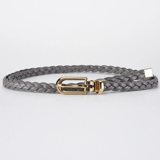 Roped Pu Leather Alloy Women's Fashion Belts GREY