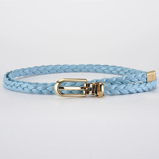 Roped Pu Leather Alloy Women's Fashion Belts BLUE