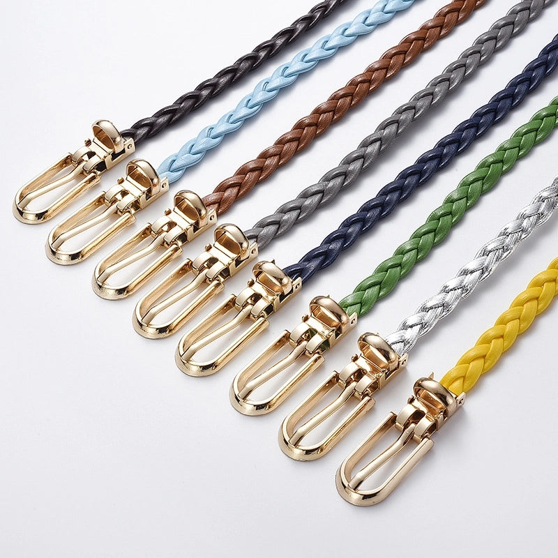 Roped Pu Leather Alloy Women's Fashion Belts GREY