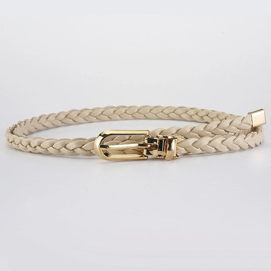 Roped Pu Leather Alloy Women's Fashion Belts BEIGE