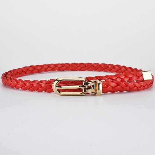 Roped Pu Leather Alloy Women's Fashion Belts RED