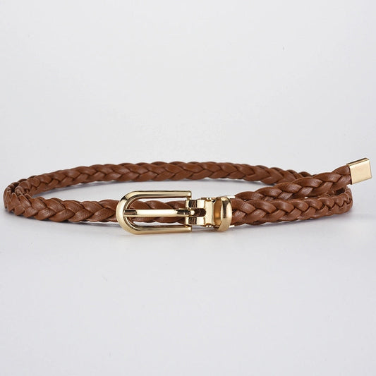 Roped Pu Leather Alloy Women's Fashion Belts CAMEL