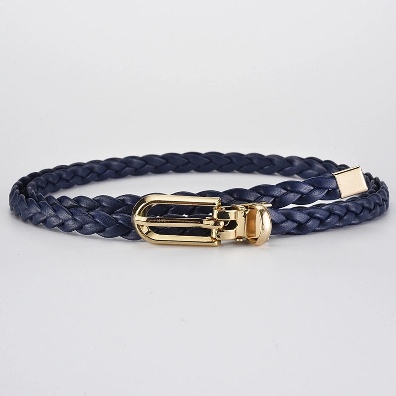 Roped Pu Leather Alloy Women's Fashion Belts NAVY BLUE