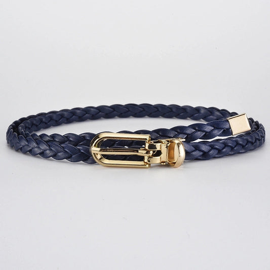 Roped Pu Leather Alloy Women's Fashion Belts NAVY BLUE