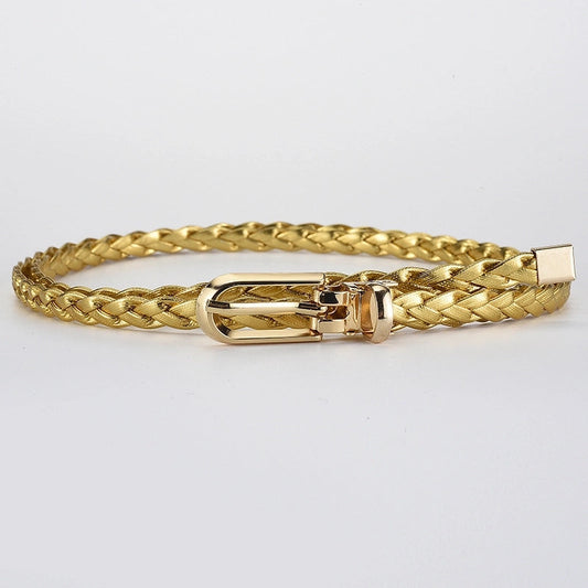 Roped Pu Leather Alloy Women's Fashion Belts GOLD