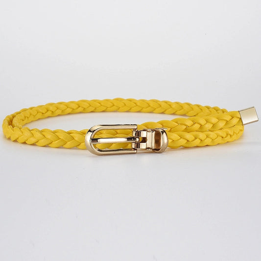 Roped Pu Leather Alloy Women's Fashion Belts YELLOW