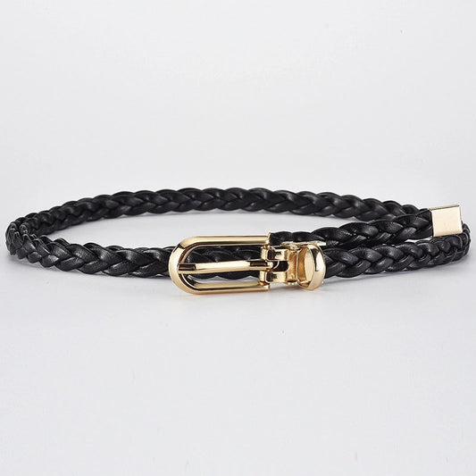 Roped Pu Leather Alloy Women's Fashion Belts BLACK