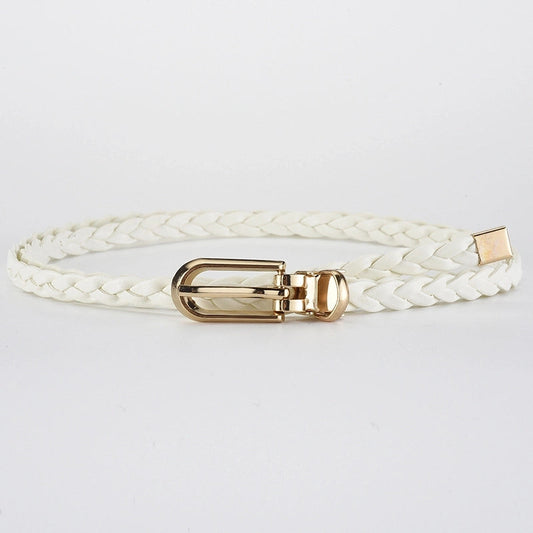 Roped Pu Leather Alloy Women's Fashion Belts WHITE