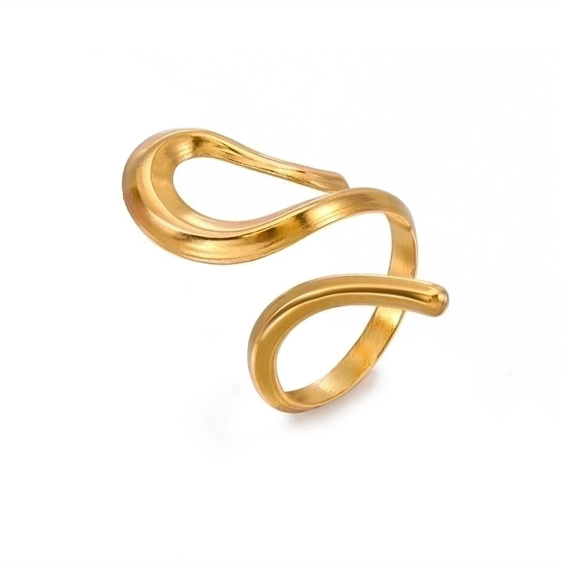 Swirl Style Irregular Stainless Steel Plating 18k Gold Plated Open Rings (Fits like 6.5/ 7)
