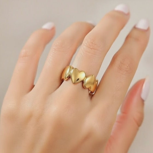 Simple Style Heart Shape Stainless Steel Plating 18k Gold Plated Open Ring Gold (Fits Like 7)