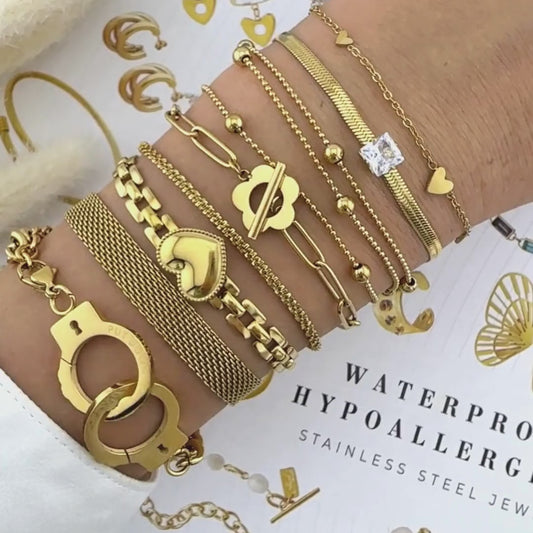 18K gold plated Stainless steel "Heart" bracelet