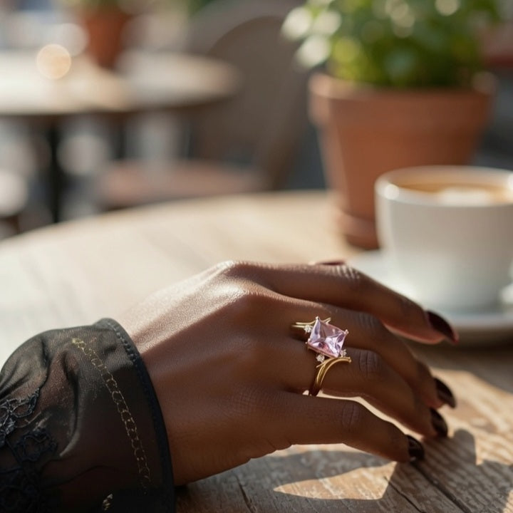 Claudia, Trendy Minimalist New Style Ring Set With Micro-Paved Zirconia For Women Geometric Pattern Alloy In Sizes