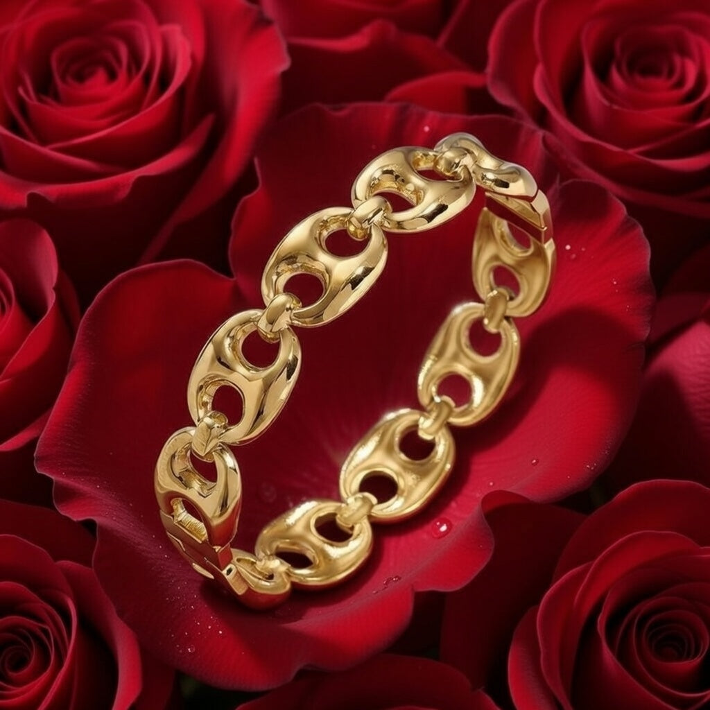 Winnie, Coffee Bean Style Bracelet, Polished Finish Gold Plated For Women