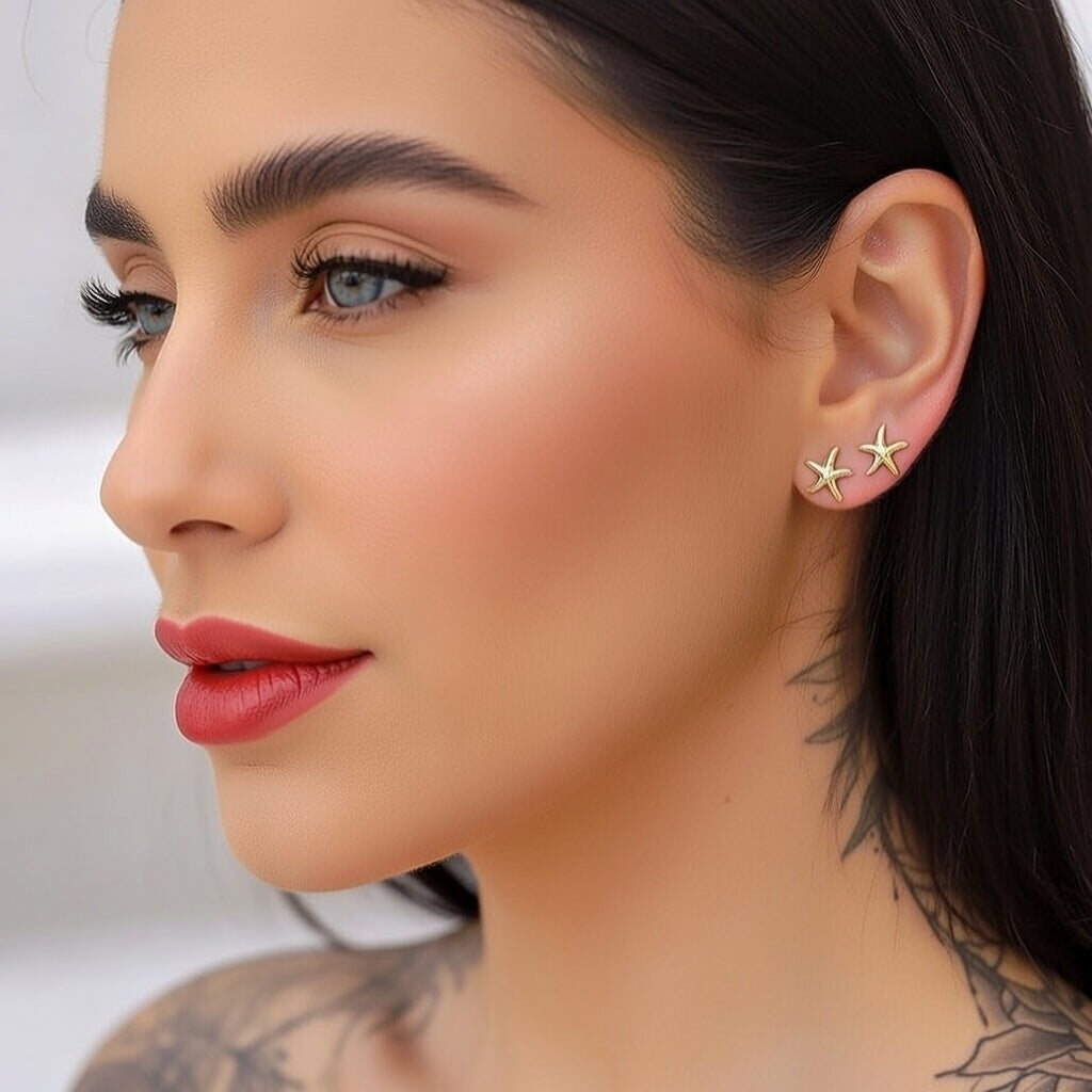 Daily Star Stud Earrings  Stainless Steel 18K Gold Plated Vacuum Electroplating