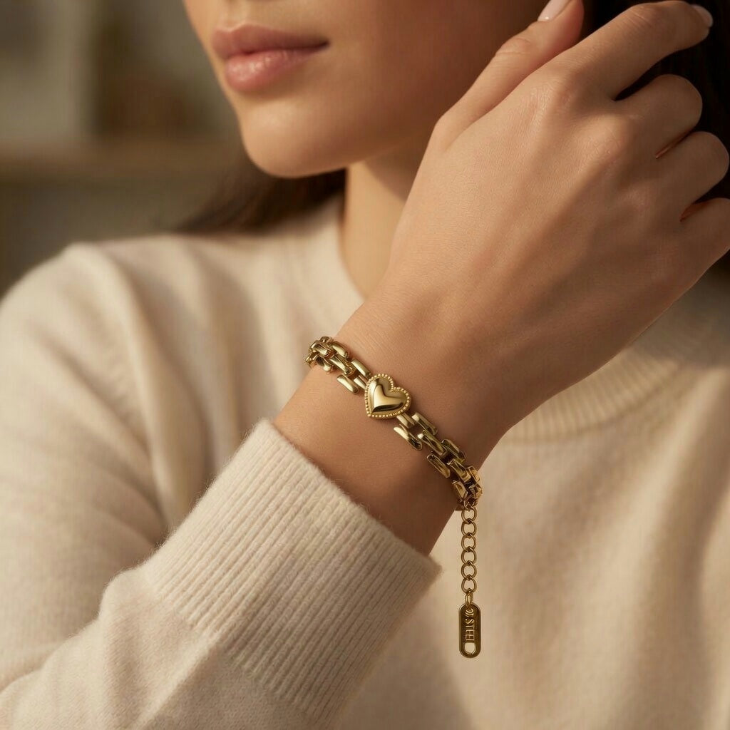 18K gold plated Stainless steel "Heart" bracelet