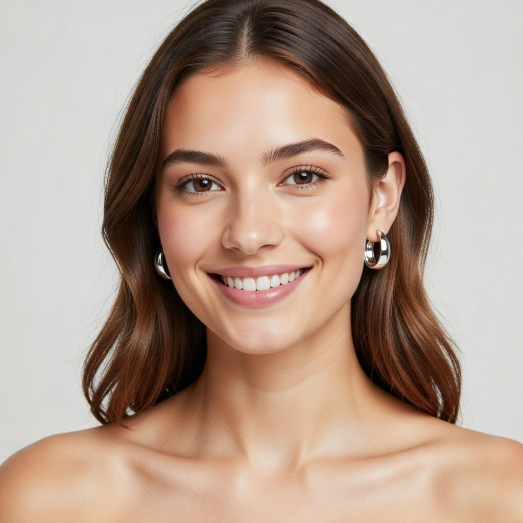 Mariah, Retro Plated Hoops in Steel