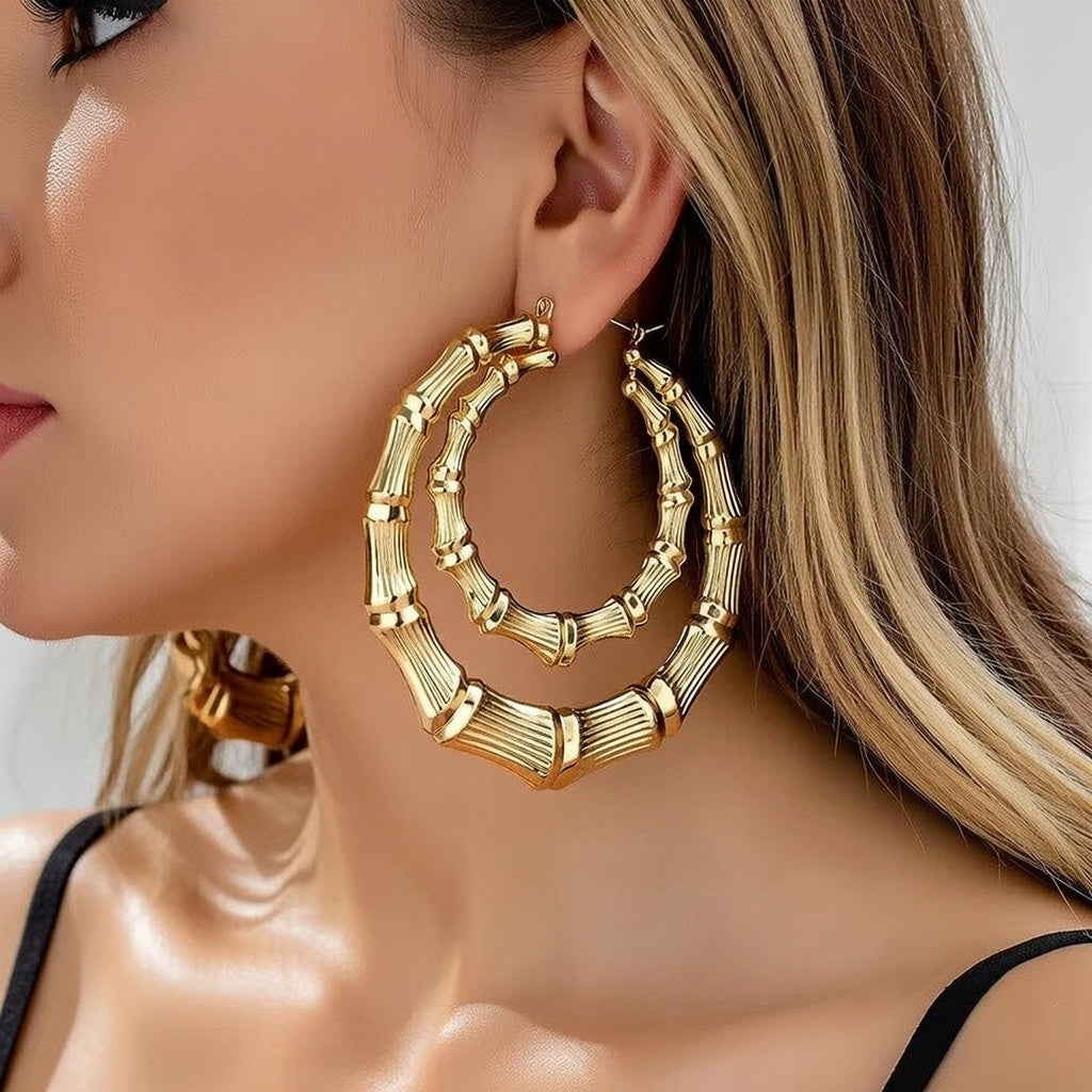 1 Pair Elegant Classic Style Bamboo Joint Plating Alloy Earrings