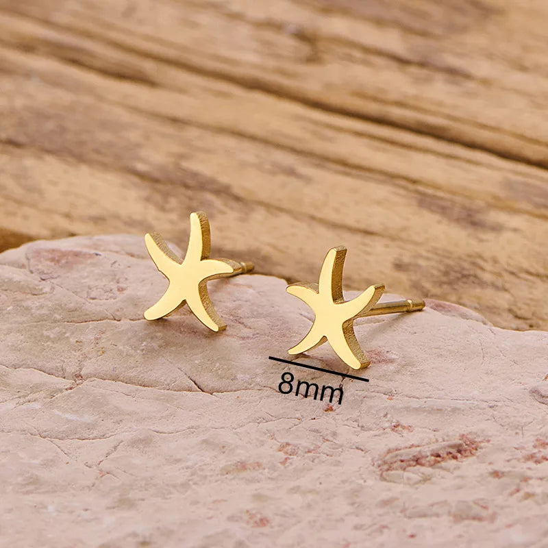 Daily Star Stud Earrings  Stainless Steel 18K Gold Plated Vacuum Electroplating