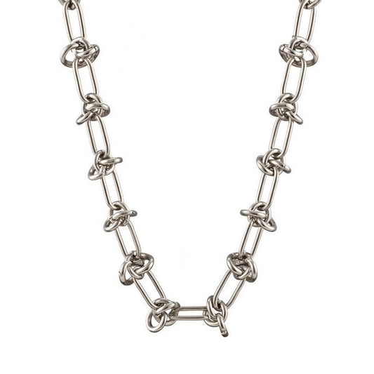 Unisex Chain Titanium Steel Electroplating Silver Neclace