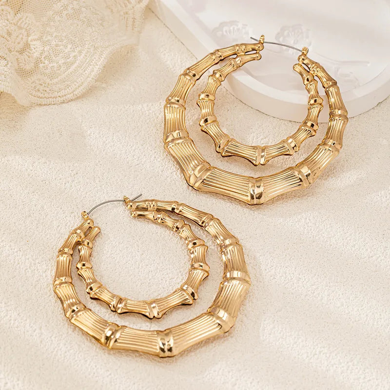 1 Pair Elegant Classic Style Bamboo Joint Plating Alloy Earrings