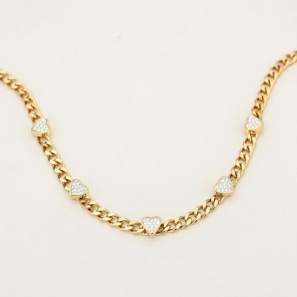 Heart Shape Stainless Steel Plating Inlay Zircon Necklace