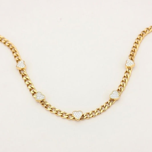 Heart Shape Stainless Steel Plating Inlay Zircon Necklace