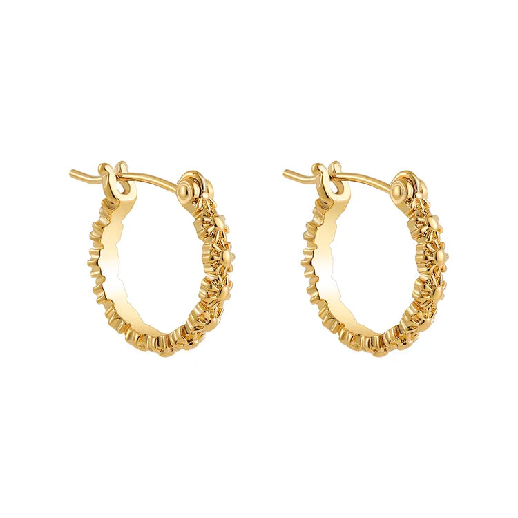Zelda, Circle Electroplating 18K Real Gold Plated Hoop Earrings 1 Pair