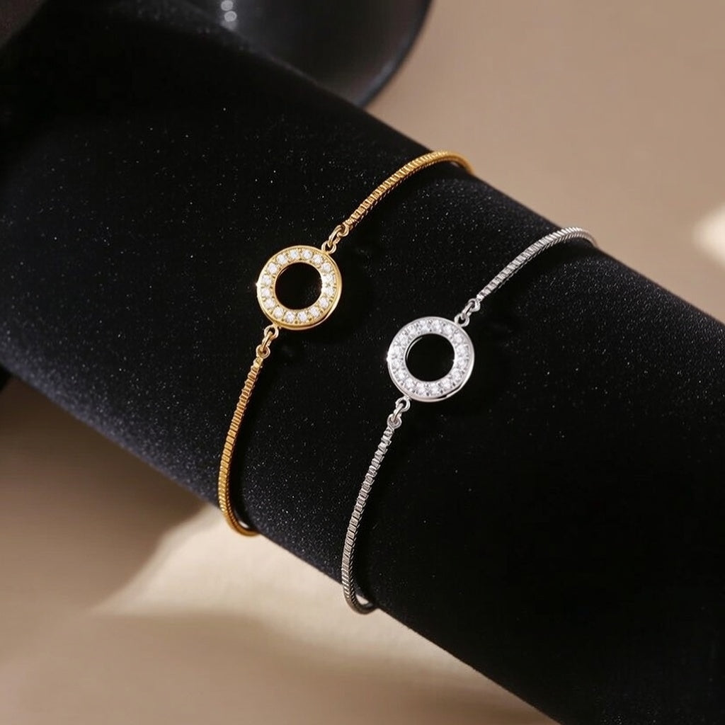 Ivanka 16K Gold Platinum Real White Gold Plated Round Bracelet (GOLD)