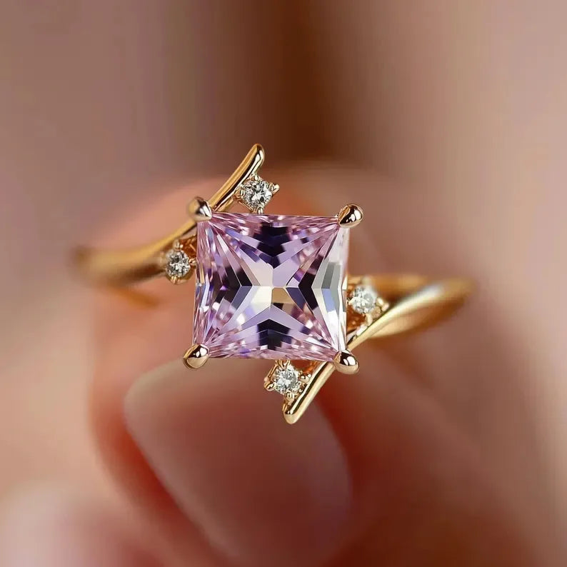 Claudia, Trendy Minimalist New Style Ring Set With Micro-Paved Zirconia For Women Geometric Pattern Alloy In Sizes