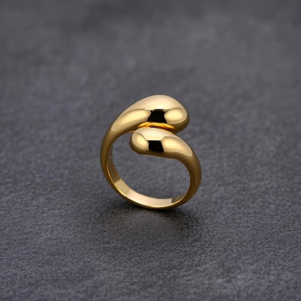 Aerie G, Modern Water Droplets 18K Gold Plated Metal in Gold