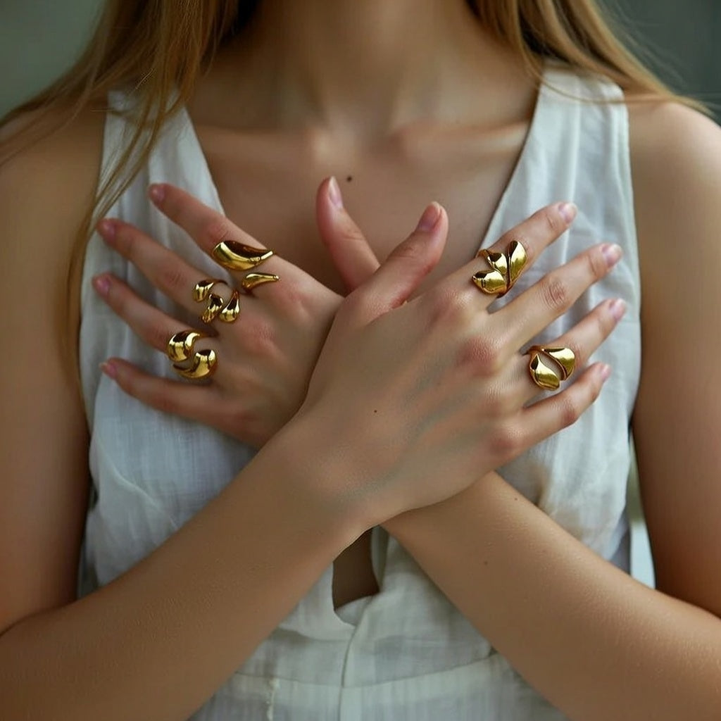 Villa, 18K Gold Plated Modern Streetwear Moon Style ring in Gold Plated