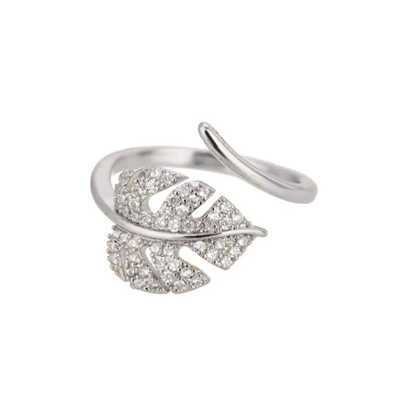 Sophie, Stainless Steel Leaf Design PVD Coated / Gold Plated Elegant Retro Lady Waterproof Non Tarnish Plating Open Rings in Steel