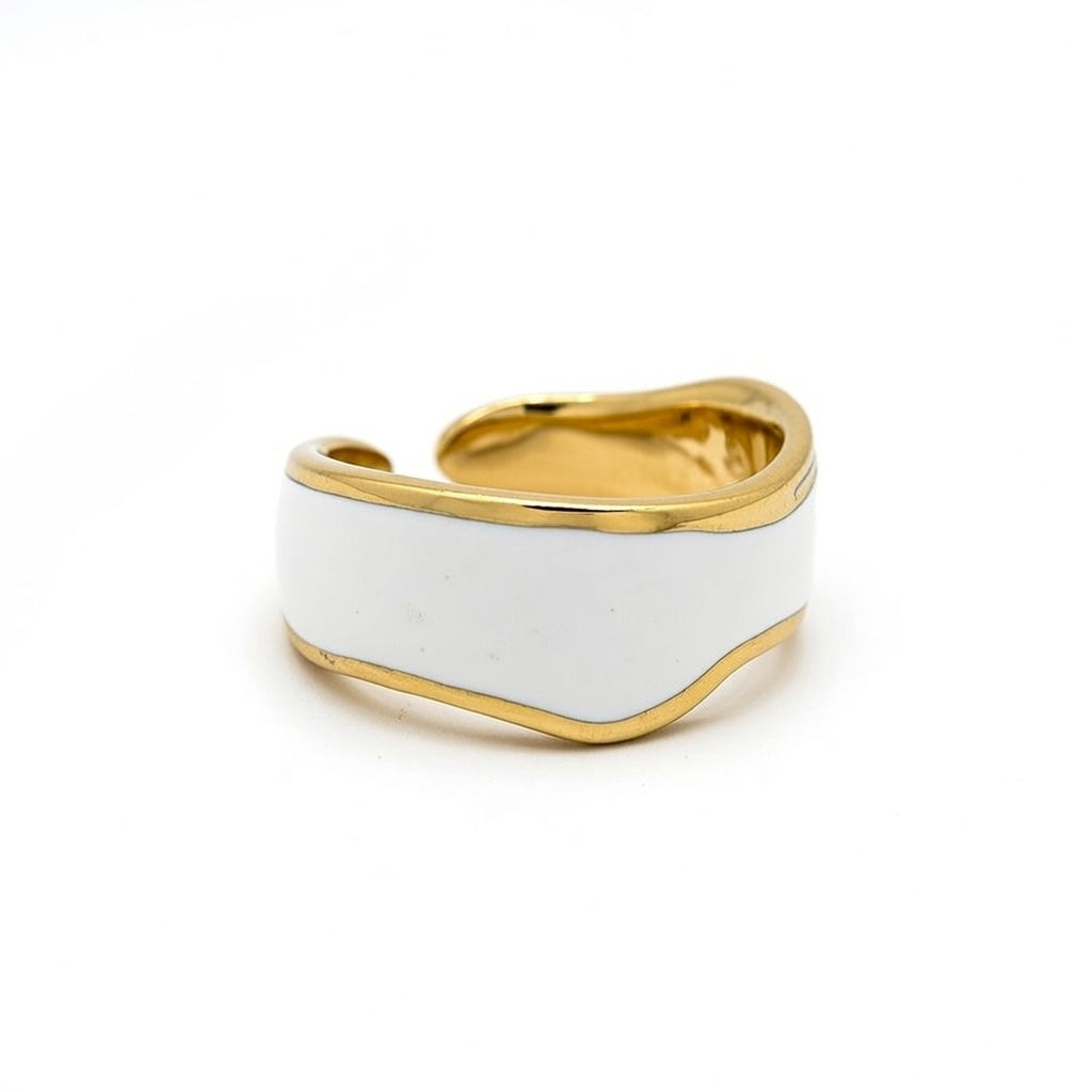 Bethany, 18K Gold Plated Stainless Steel Vacuum Electroplating Fashion Ring, Open Size