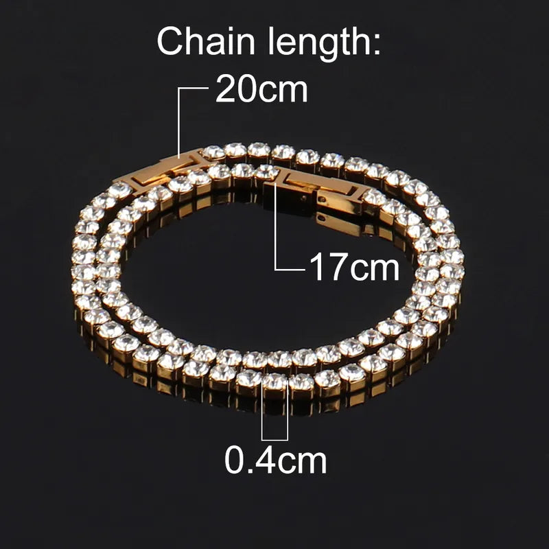 Lolita, Stainless Steel 20 cm Zircon Tennis Bracelet with Rhinestone Female Bracelet in Gold