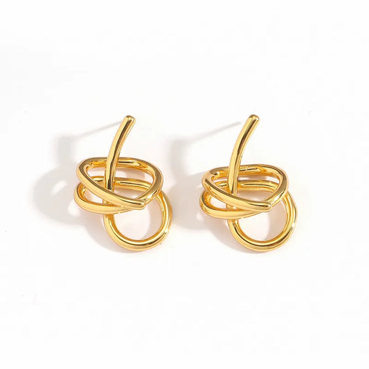 18K Gold Plated 304 Stainless Steel Vacuum Electroplated Geometric Earrings Studs For Women