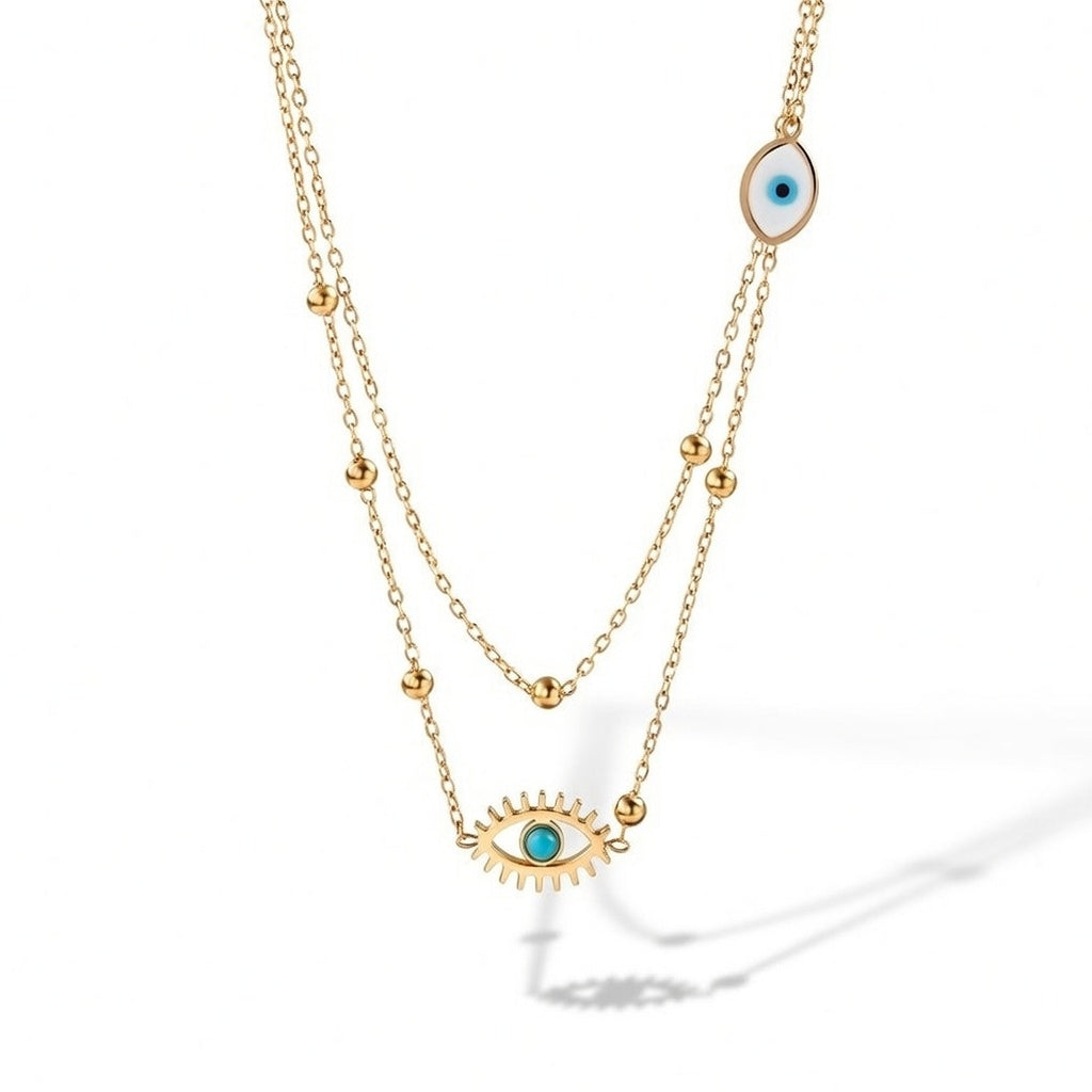 Devil's Eye Titanium Steel Plating Layered Necklaces