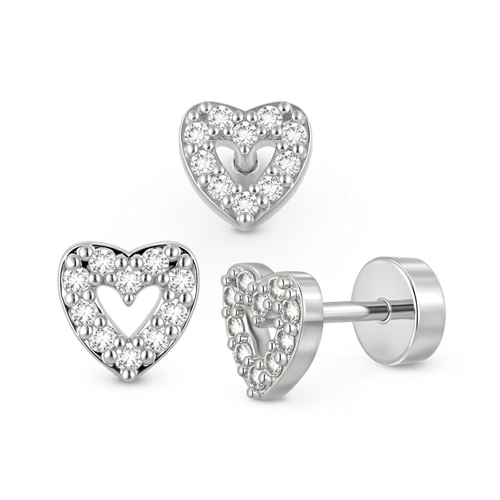 Heart Shaped stud Plated, 1 Pair