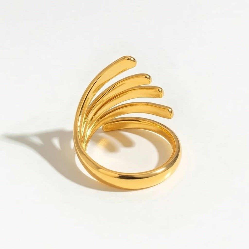 Casual Everyday, PVD Coated Real Gold Plated Stainless Steel Open Ring