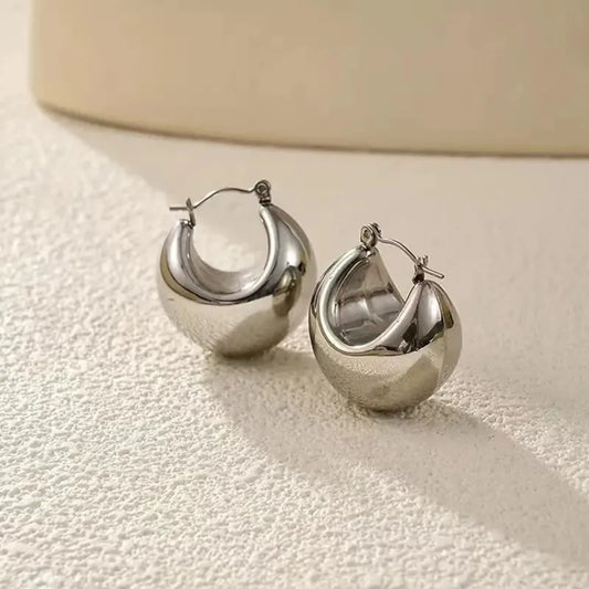 Scarlett, PVD Coated, 18K Gold Plated Solid Steel Color, Drop Stainless Steel Retro Earrings