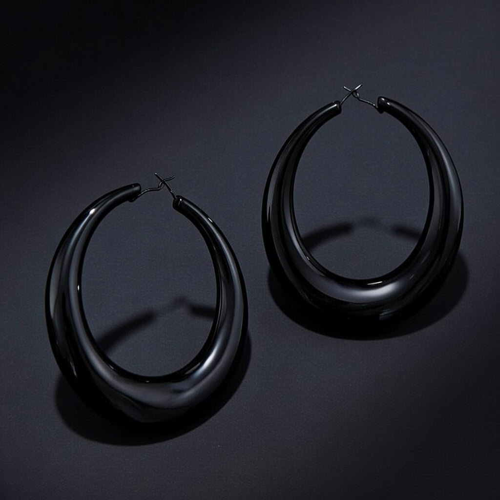 Black Widow, Ferroalloy Hoop Earrings Set of 2 (1 Pair)