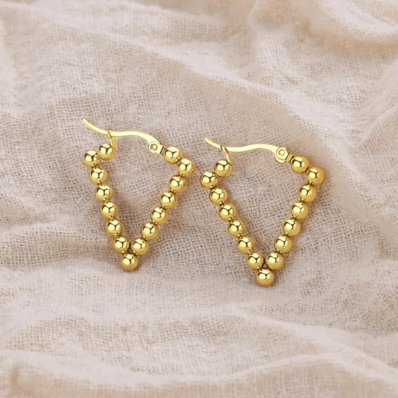 Party Girl, Stainless Steel 18K Gold Plated V 3D Design Vacuum Electroplated Earrings